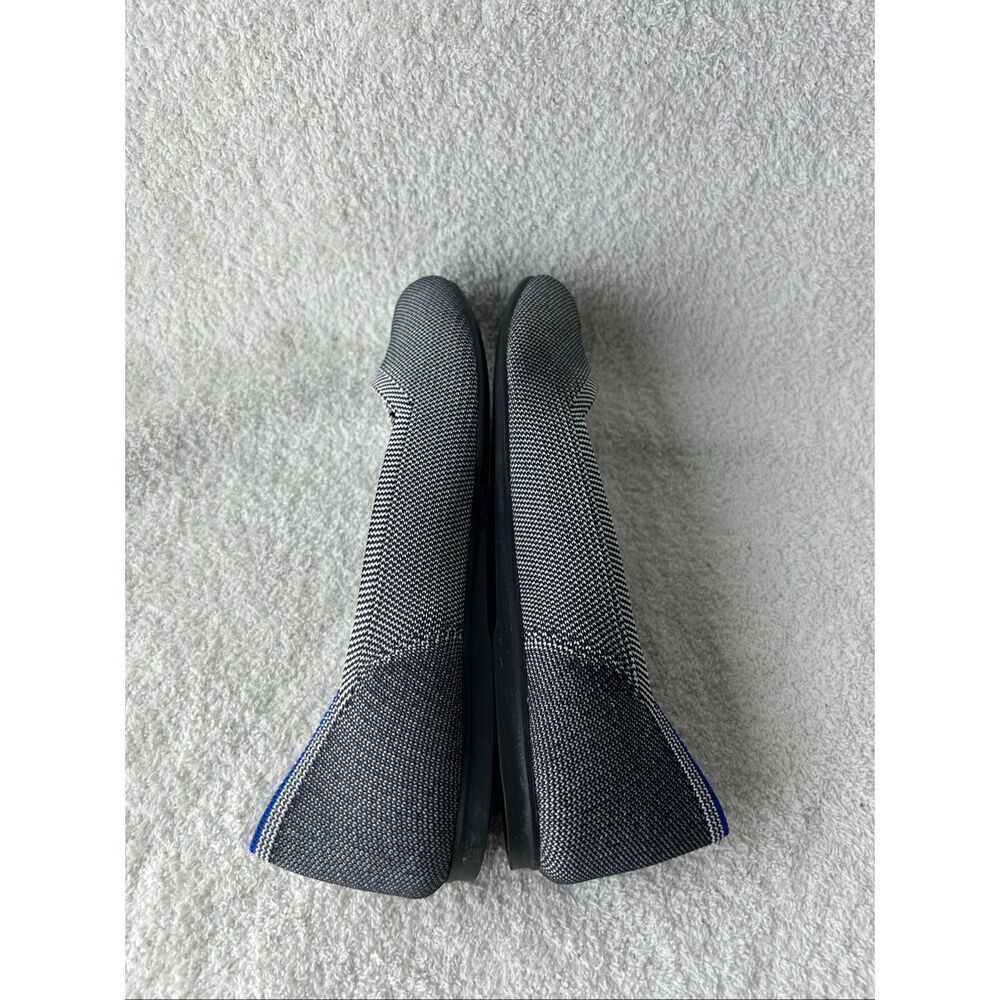 Rothys cloud gray bird’s eye round flat Navy print size 8.5 - Picture 3 of 5